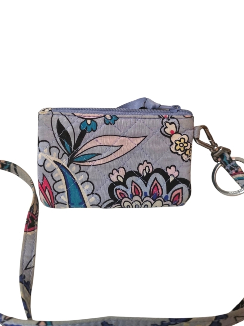 Vera Bradley quilted Card/ID holder with matching lanyard in a soft blue paisley